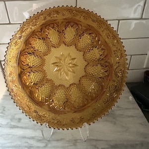 Indiana Glass Amber Deviled Egg Platter Plate 12" Vintage 12 Slots Thanksgiving