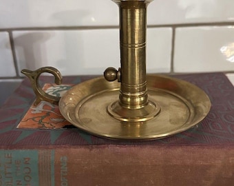 Antik mässingslampa justerbar ljusstake vintage 1700-1800-tal