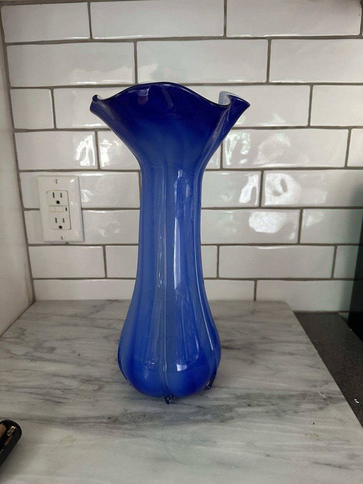 Murano Glass Vase Archimede Seguso Venini Style Bright Blue 13 - Etsy