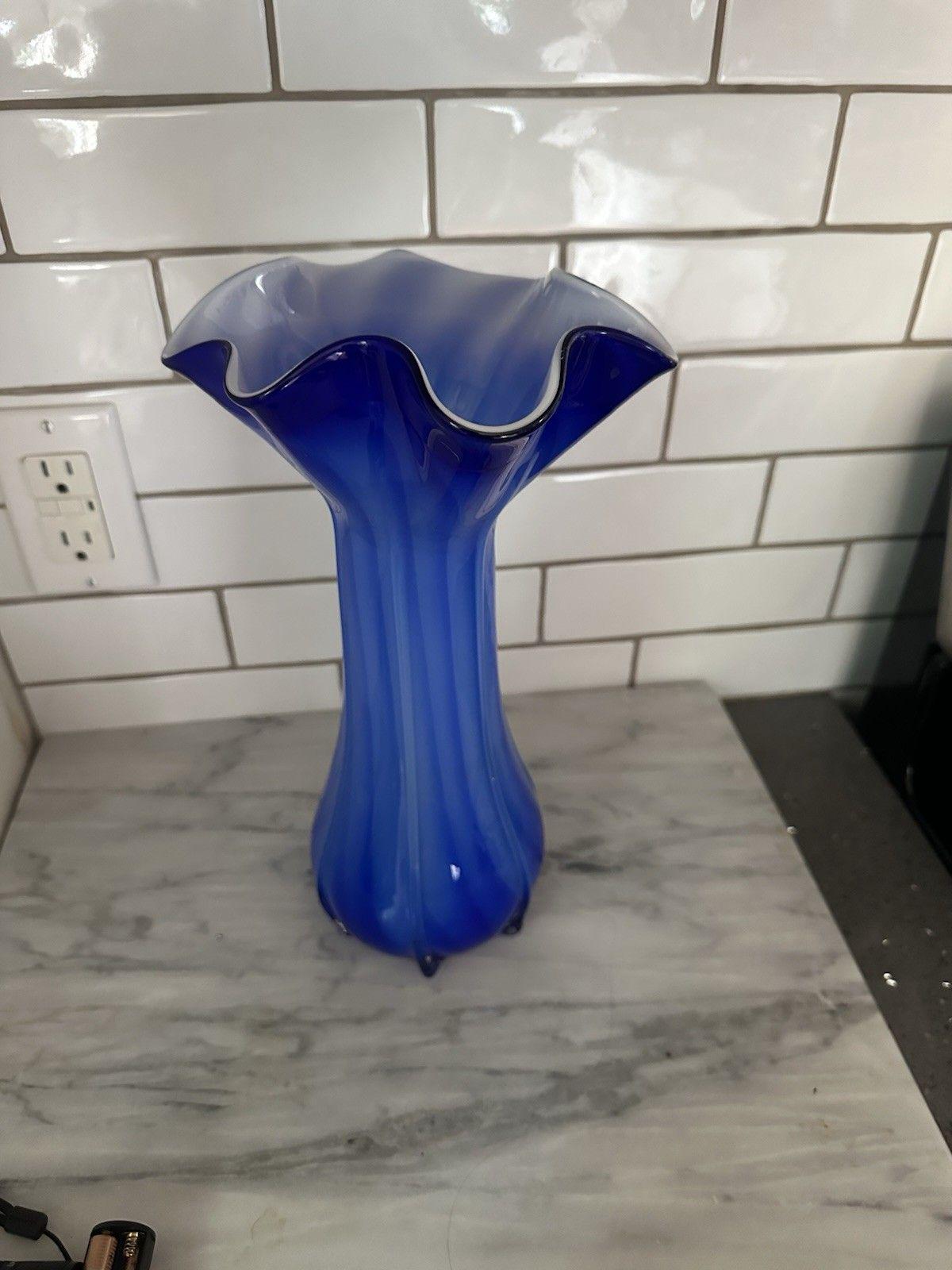 Murano Glass Vase Archimede Seguso Venini Style Bright Blue 13 - Etsy