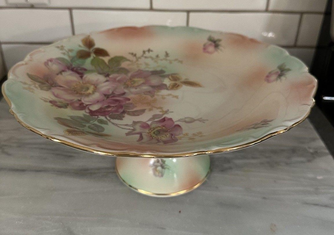 Vintage Schumann Arzberg Wild Rose 12 Inch Pedestal Cake Platter - Etsy