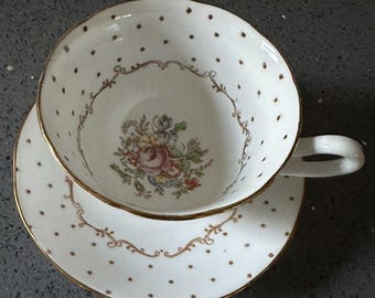 ヴィンテージフローラル サリスベリー ファインボーンチャイナ カップ＆ソーサーセット イギリス製