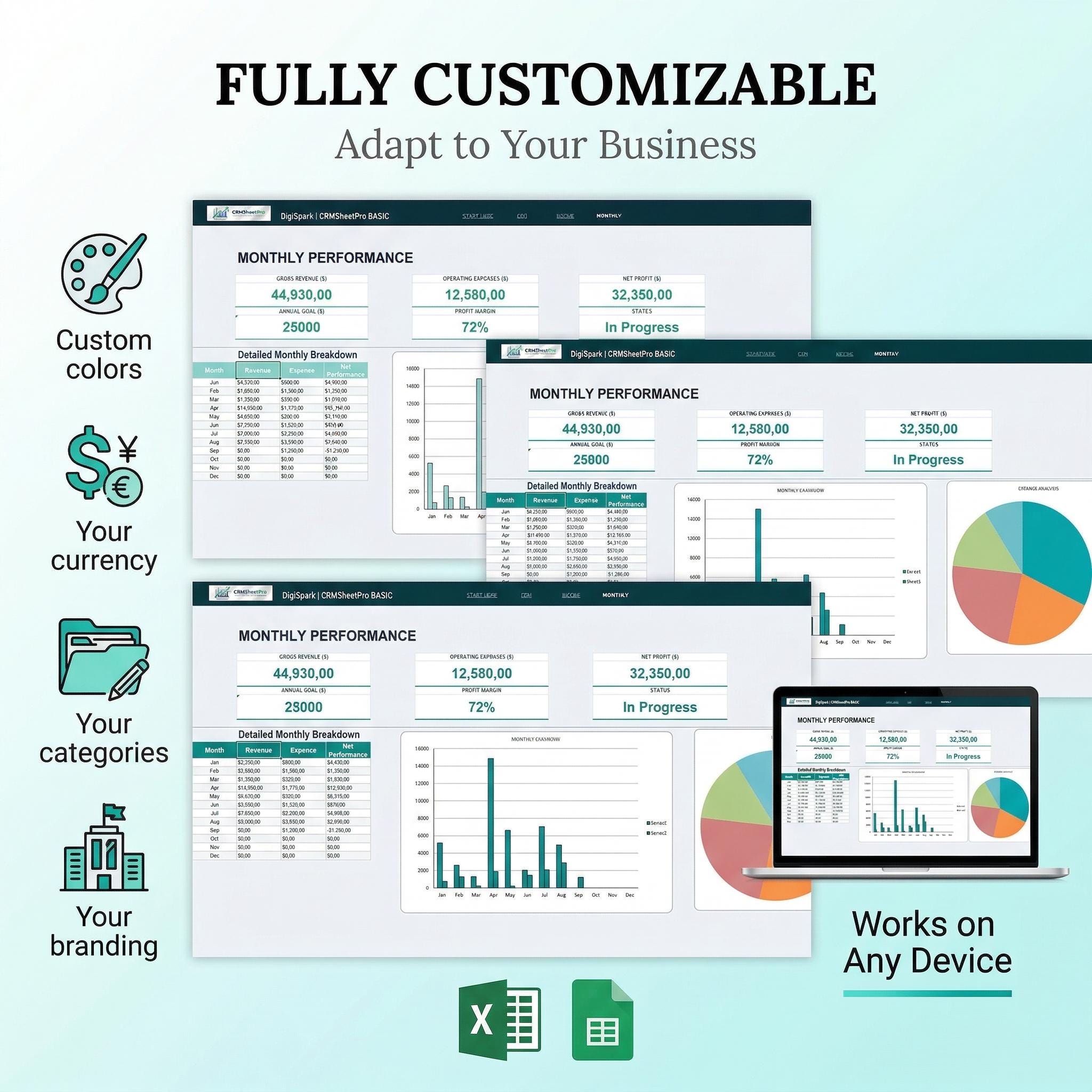 CRM Spreadsheet Template Basic | Google Sheets Sales Tracker | Client ...