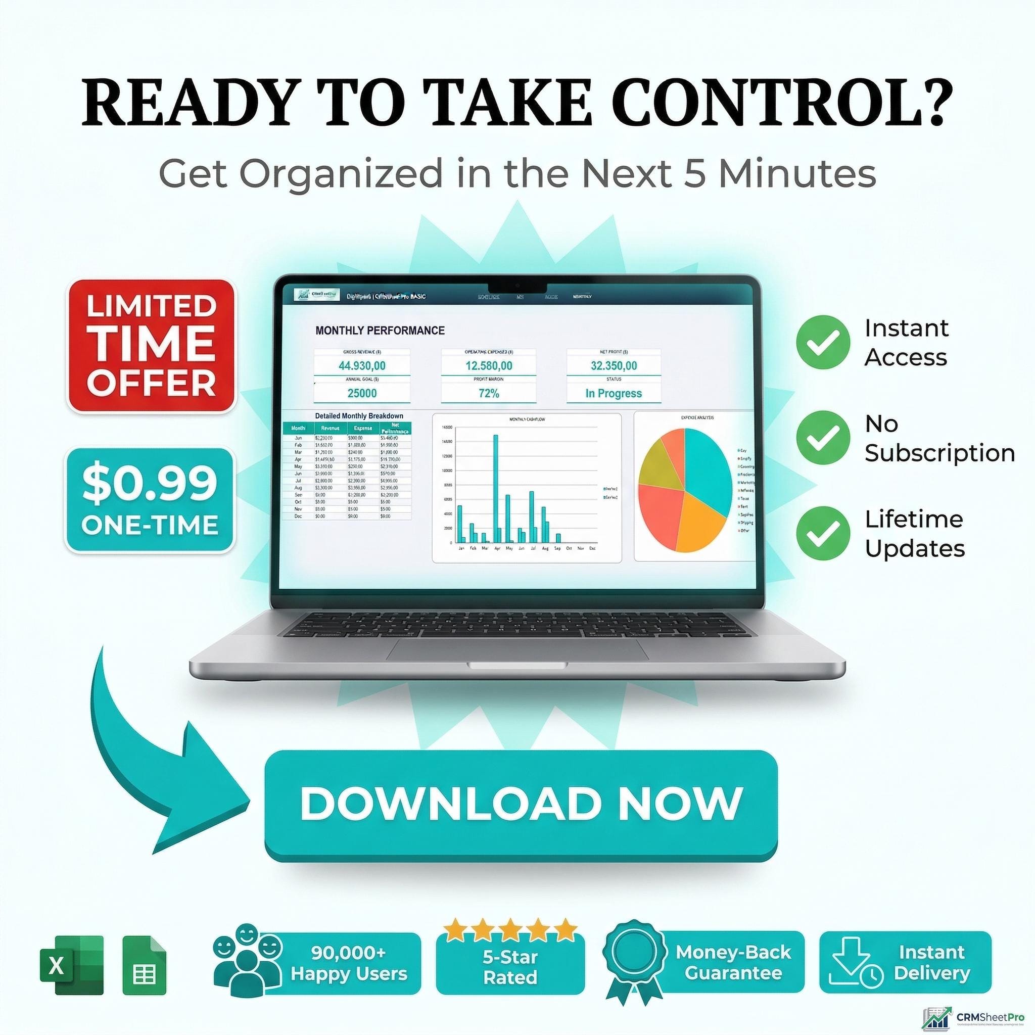 CRM Spreadsheet Template Basic | Google Sheets Sales Tracker | Client ...