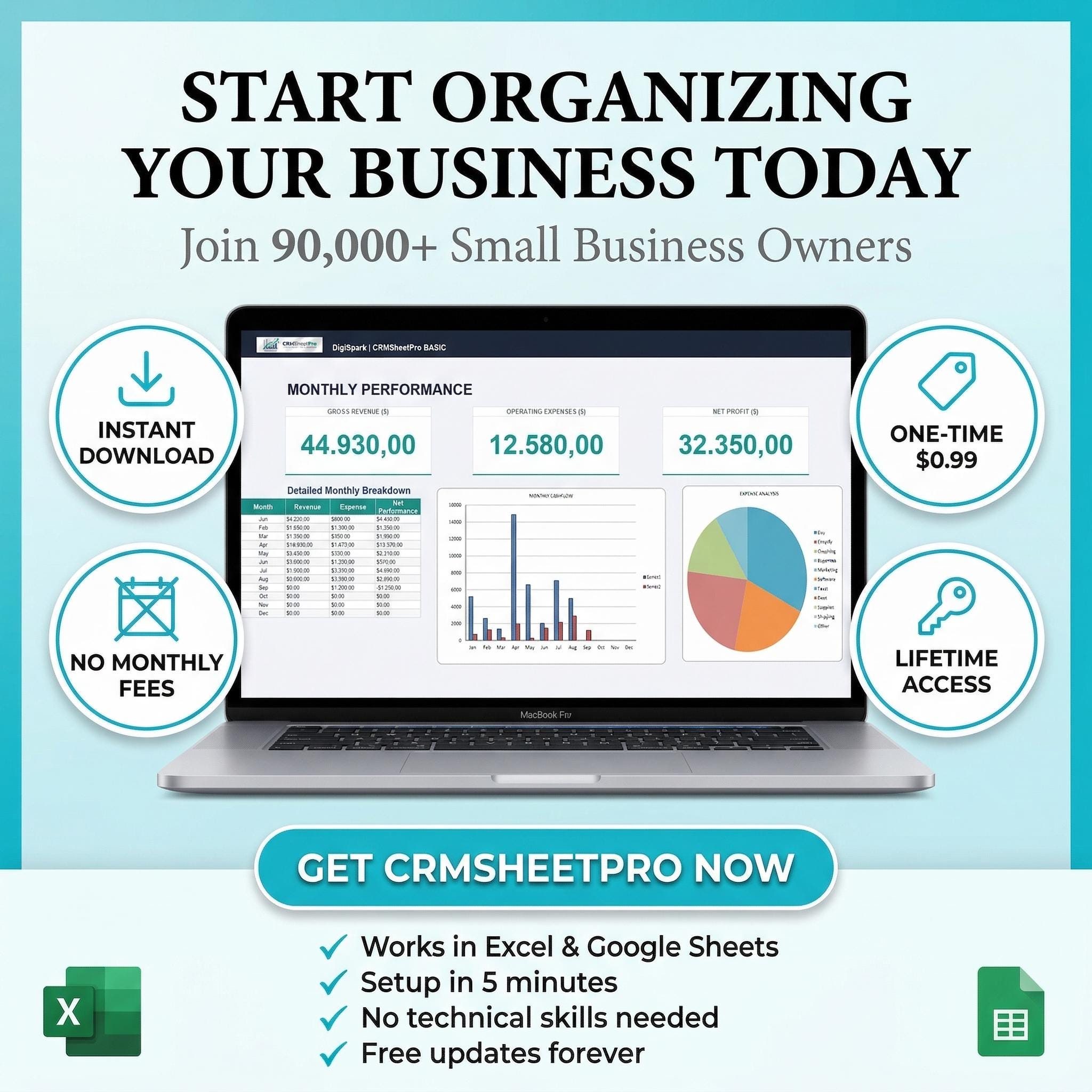 CRM Spreadsheet Template Basic | Google Sheets Sales Tracker | Client ...