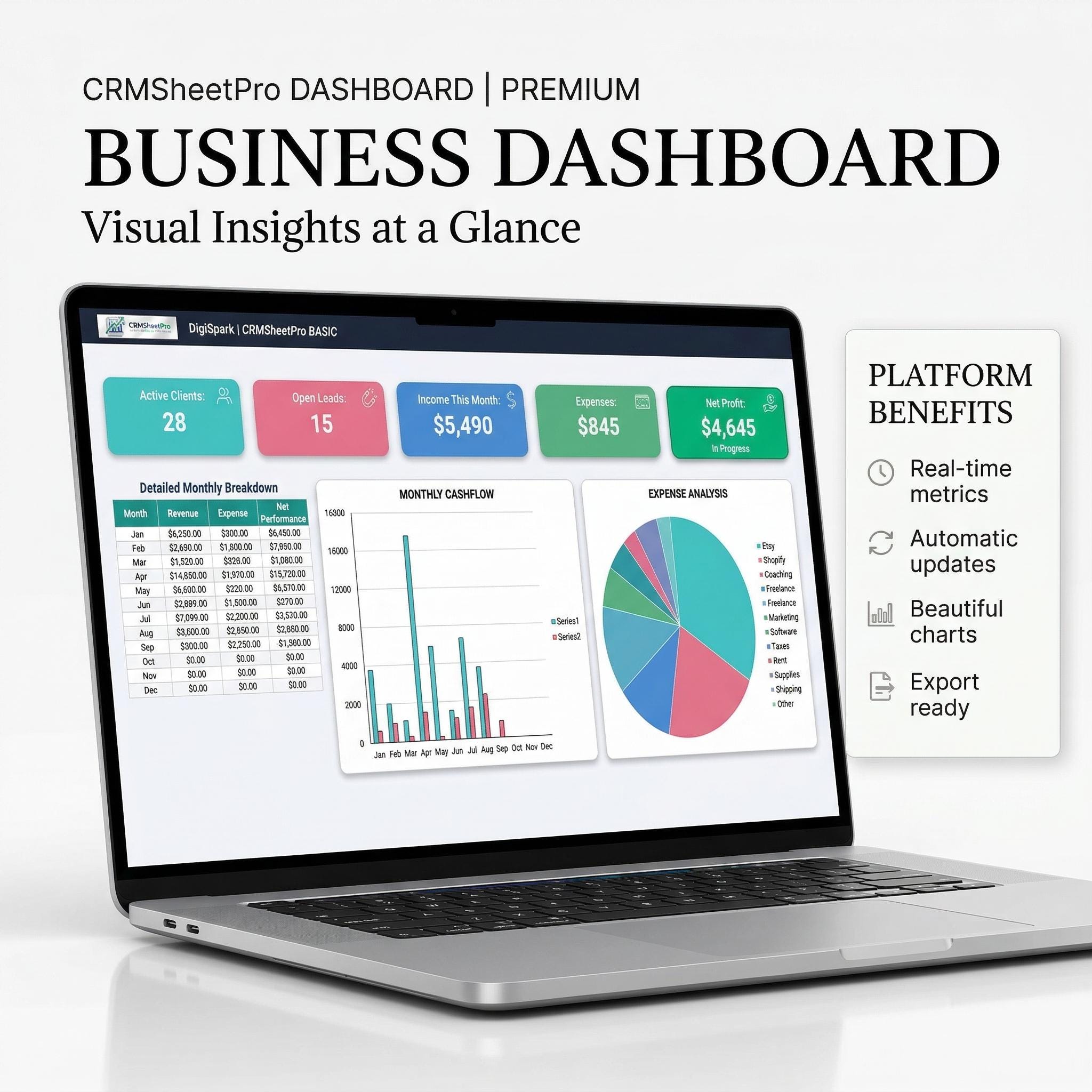 CRM Spreadsheet Template Basic | Google Sheets Sales Tracker | Client ...
