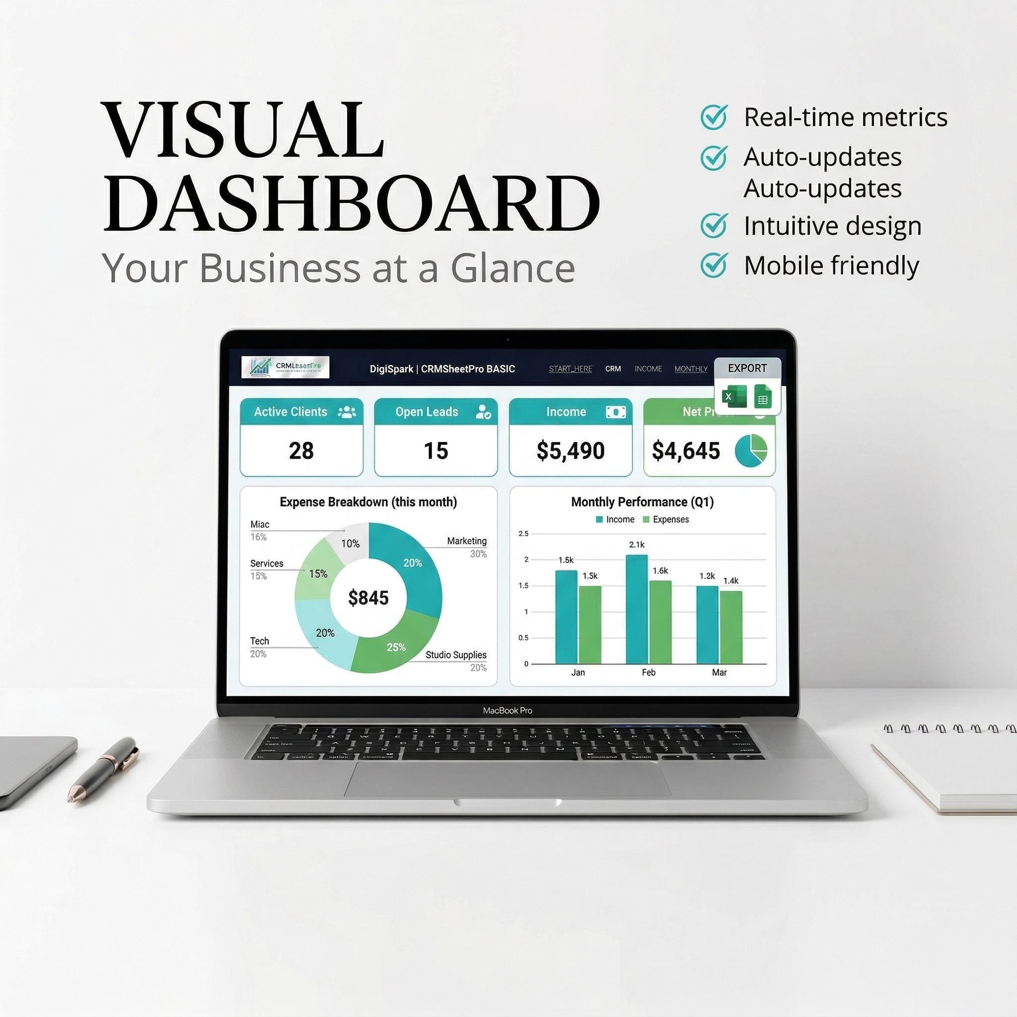 CRM Spreadsheet Template Basic | Google Sheets Sales Tracker | Client ...