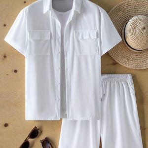 Men’s Corduroy Shirt and Shorts Set, Timeless Elegant Summer Outfit Casual Comfortable Wear image 6