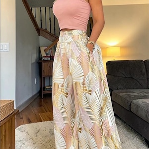 Completo da donna stampato in due pezzi, top e pantaloni
