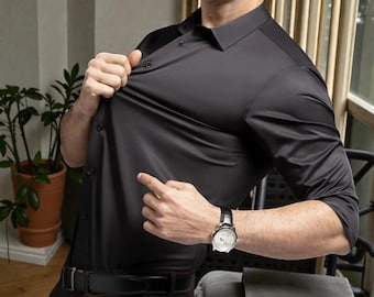 Men Long Sleeve Wrinkle-Free Business Dress Shirt