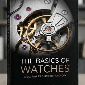 May include: A book cover titled "THE BASICS OF WATCHES" with a detailed image of watch gears. The cover is black with gold and white text. The author's name, Dexter Nesbit, is also displayed. The book is an eBook.