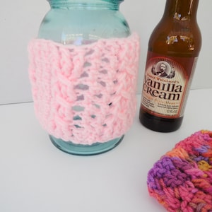 Summer Slushie Mason Jar Cozy, Cabled, Jar Sleeve Shipping Included, Ready to Ship