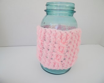 Summer Slushie Mason Jar Cozy, Cabled, Jar Sleeve Shipping Included, Ready to Ship