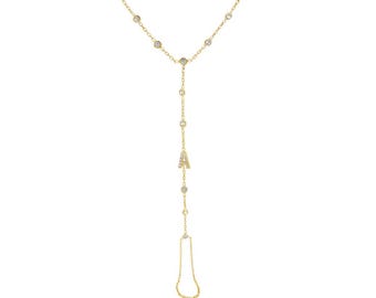 Cadena de mano con inicial en bisel: pulsera de cadena de mano con inicial, joyería personalizada, vermeil de oro de 14 quilates, cadena de mano de plata esterlina