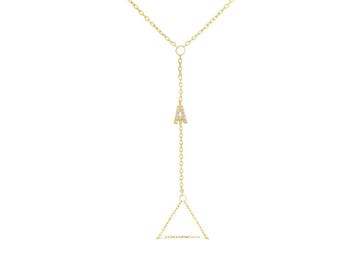 Pave Initial Hand Chain- personalized initial hand chain, CZ pavé jewelry, 14K gold vermeil, .925 sterling silver, adjustable ring 6–13