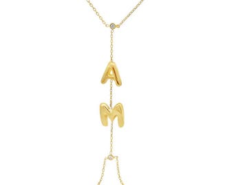 Initials Hand Chain- custom letter hand chain, 14K gold vermeil, sterling silver jewelry, personalized bracelet ring chain