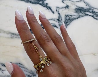 Dubbele diamanten ring maat 9