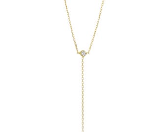 Diamanten Lariat-halsketting met initialen