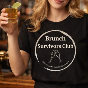 Brunch Survivors Club Shirt – Industry-Worn Humor Tee | Minimalist Brunch Badge | Server & Bartender Gift t-shirt
