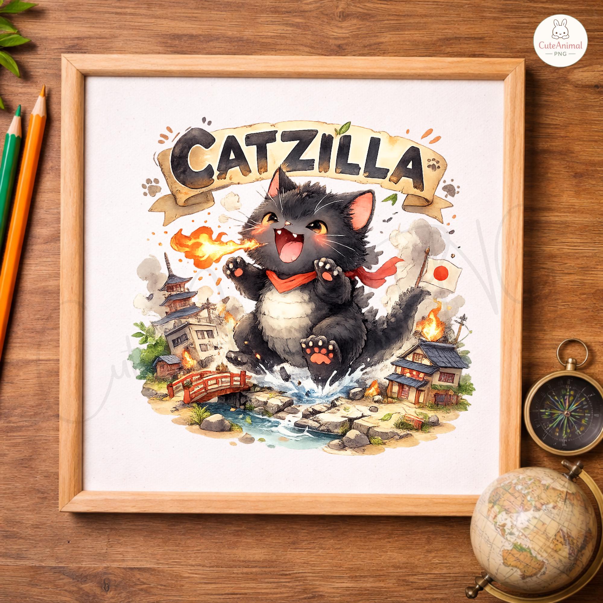 Catzilla Cat PNG | Kawaii Kaiju Kitten Clipart (digital Download) - Etsy