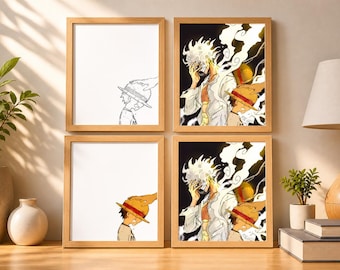 One Piece Luffy Zoro LED Night Light Frame – Anime Wall Art Lamp, Manga Decor, Creative Bedside Lamp, Gift for Anime Fans