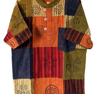 Patchwork Cotton colorful half Shirt For Men, Handmade and comfortable fit