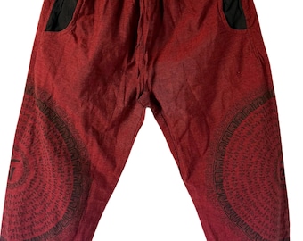 Women's Cotton Mandala Print Boho Trousers, Handmade Bohemian Summer Pant