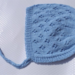 Hand knitted baby girl bonnet,classic bonnet,baby shower gift, cotton baby hat, lace bonnet, newborn baby gift, ready to ship