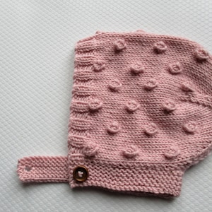 Baby girl bonnet, knit baby hat, baby girl gift, newborn bonnet,  baby girl hat, hand knit baby hat, baby girl clothes, baby shower gift.
