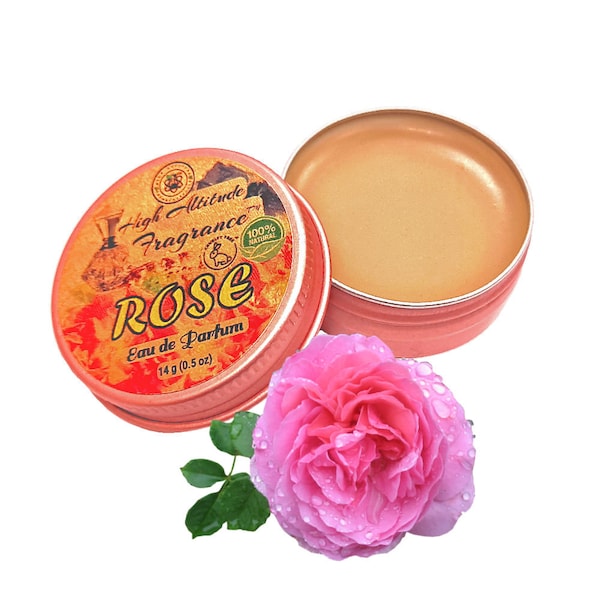 ROSE All-Natural Solid Perfume - Eau de Parfum (with Rose Otto, Rosa Damascena) - 14g (0.5oz)