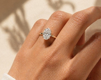 Anillo de compromiso de talla ovalada, delicado anillo de promesa de oro, anillo de viaje, joyería nupcial minimalista