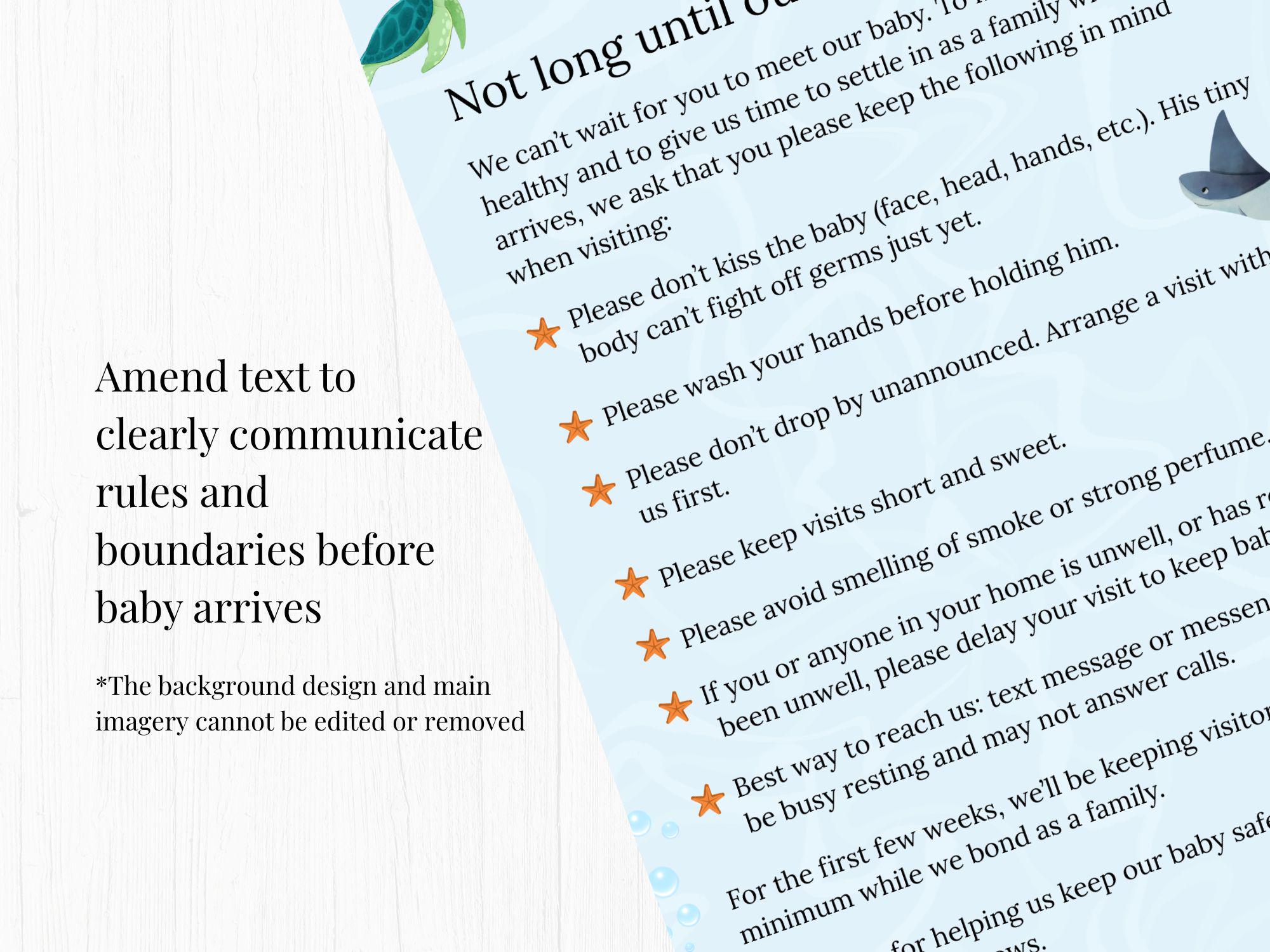 Editable New Baby Visitor Rules Template | Canva Editable - Etsy
