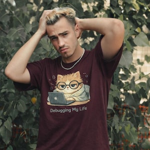 Funny Cat Shirt Programmer Cat T-Shirt Coder Graphic Tee