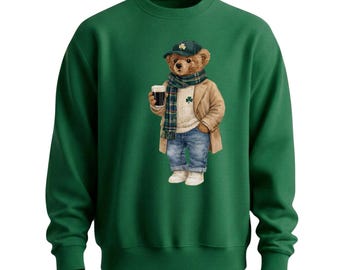 St Patricks Day Bear Sweatshirt: Lucky Shirt, Shamrock Shirt, Happy St Patricks Day Shirt, St Pattys Day, Irish Lucky Day Sweatshirt