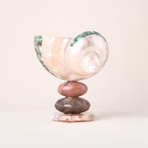 Coastal Shell and Crystal Sculpture, Nature Lover Gift, Unique Display Object, Handmade Shell Art for Console Table, Beach House Decor