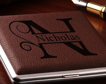 Estuche de cuero personalizado para cigarrillos y porros / Estuche de metal resistente para cigarrillos o caja de almacenamiento / Regalo personalizado grabado para el Día del Padre