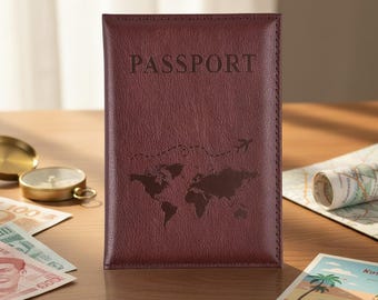 Funda y portapasaportes de primera calidad / Cartera de piel para viaje / Accesorios de viaje ideales o regalos para viajeros