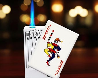 Encendedor de cartas / Encendedor metálico a prueba de viento con diseño de comodín / Accesorios geniales para fumadores y regalo perfecto para él, papá o padrino de boda.