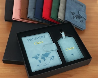 Funda personalizada para pasaporte / Etiquetas personalizadas para equipaje / Tarjetero / Cartera de viaje / Regalos para viajeros / Etiquetas personalizadas para maletas de viaje