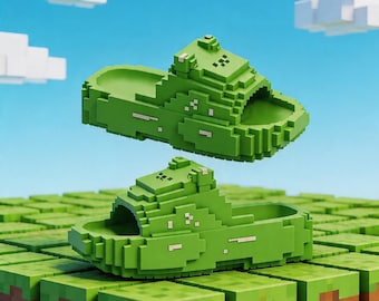 Minecraft Pixel Slides ，Lightweight Pixelated Slippers for Summer，CasualFootwear