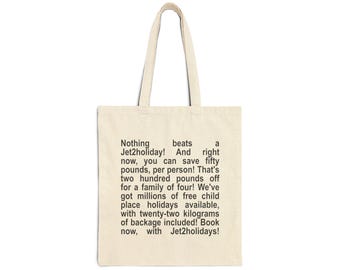 Nothing Beats a Jet2Holiday Cotton Canvas Tote Bag