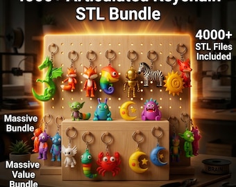 Paquete de más de 4000 llaveros articulados en formato STL.3MF, archivos STL para impresión 3D, animales y juguetes para impresión 3D (descarga instantánea), colección Flexi masiva.