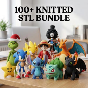 100+ entzückende gestrickte 3D-Charaktere | Fertiges STL/3MF Bundle | Kommerzielle Lizenz