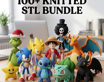Más de 100 adorables personajes tejidos en 3D / Paquete STL/3MF listo para imprimir / Licencia comercial