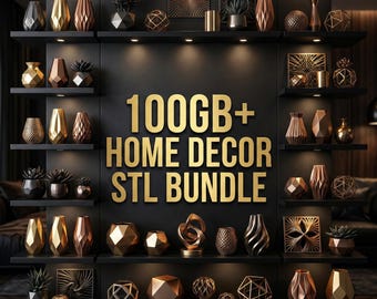 Paquete de archivos STL para decoración del hogar: 100 GB de modelos de impresión 3D, jarrones modernos y arte mural.