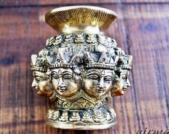 Brass pot | Brass vase cup with embossed Lord Shiva |Royalty Brass Cup from India | Intricate Floral Brass Cup | Brass cup holder