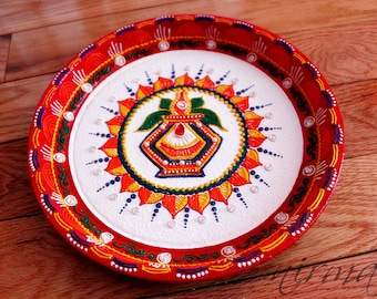 Kalash Pooja Thali-Decorative Henna Mehndi Design Thali-Festive HomeDecor-Nikah-Shadi decor-Indian-Pakistani-Desi- Wedding Centerpiece