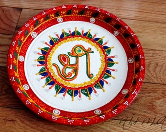 Shree Ganesh Pooja Thali-Decorative Henna Mehndi Design Thali-Festive HomeDecor-Nikah-Shadi decor-Indian-Pakistani-Desi- Wedding Centerpiece