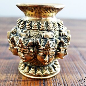 Brass pot Brass vase cup with embossed Lord Shiva Royalty Brass Cup from India Intricate Floral Brass Cup Brass cup holder image 3