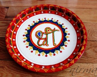 Shree Ganesh Pooja Thali-Decorative Henna Mehndi Design Thali-Festive HomeDecor-Nikah-Shadi decor-Indian-Pakistani-Desi- Wedding Centerpiece